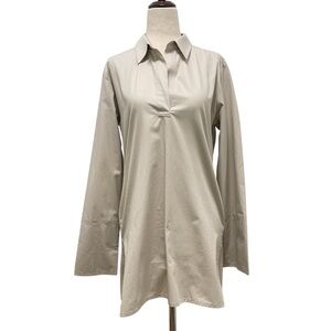 Claridge + King Long Sleeve Collared Cotton Stone Tunic Size Small
